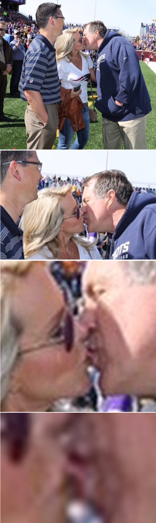Illustration for article titled Patriots Coach Bill Belichick Tongues His Girlfriend
